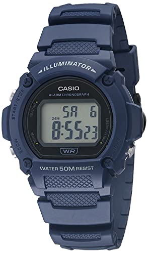 Casio Quartz Fitness Watch with Resin Strap, Blue, 25.5 (Model: W-219H-2AVCF)
