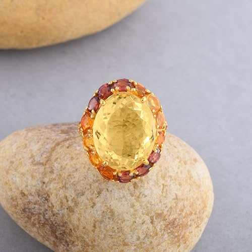 Bague grenat citrine topaze blanche facettes bijoux design femme taille 66 - 3