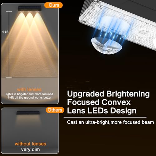 INDARUN Solar Fence Lights Outdoor 12 Pack, Warm White & Cool White & RGB Color Changing Fence Lights, with 3 Lens LEDs & 12 Modes, IP65 Waterproof, for Patio Porch Backyard Decor by INDARUN - Image 6