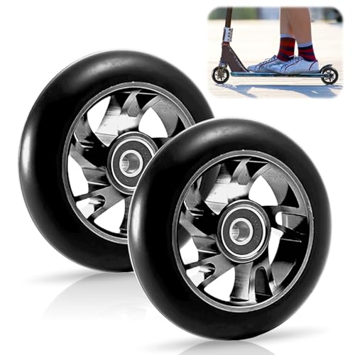 Scooter Rollen,2 Stück 120MM Scooter Inliner Räder mit ABEC-9 Kugellager,Scooter Ersatzräder für Robust Und Widerstandsfähig, Passend Für Dein Scooter Zubehör(Schwarz)