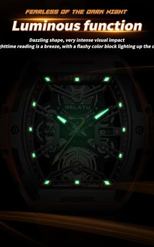 Image of OLEVS Luxury Watches for Men Black Mechanical Wrist Watch Self Winding Automatic Tourbillon Watches Skeleton Waterproof Mens Wrist Watch