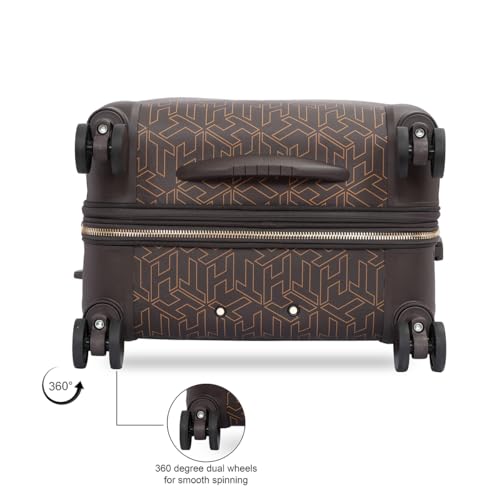 Image of Tommy Hilfiger Jazz Mid Soft Luggage - Brown |Check-in Trolley Bag with TSA Lock | 360 Spinner Double Wheels | Telescopic Handle | Expandable | Polyester Shell Suitcase | 76L Capacity | 67cm