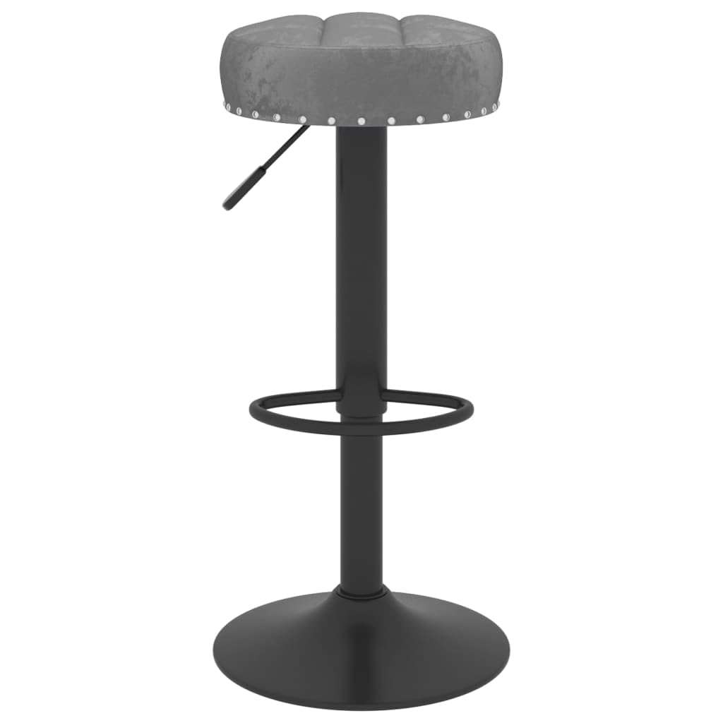 Lot de 2 tabourets de bar rembourrés en velours gris foncé, réglables en hauteur avec repose-pieds, pivotant à 360 degrés, cadre en acier revêtu par pulvérisation, idéal pour cuisine, salle à