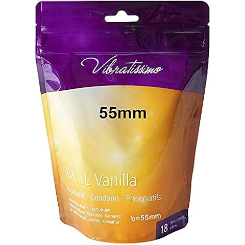 VIBRATISSIMO Condones XXL Vanilla paquete de 18 I preservativos premium con aroma I condones vainilla Cover
