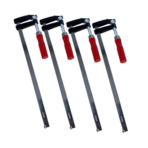 Kit 4 Grampos Sargentos Para Marceneiro 12pol. 300mm Tipo F Cabo de Madeira Carpiteiro Niquelado Aço