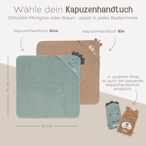 wunderwunsch Jollein Kapuzenhandtuch Baby als Geschenk zur Geburt, personalisiert mit Wunschnamen, Babyhandtuch, Babytuch, Bademantel für Babies, individualisiert mit Namen (Bär, mit Name)