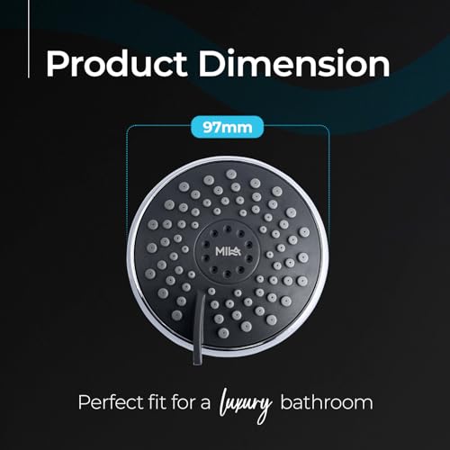 Image of Mila Bleu Multi-Function Overhead Shower Head | 3 Spray Modes - Massage, Rain, Mix (Rain + Massage) | Chrome Finish Round Wall-Mount Showerhead | Durable ABS, Easy Install