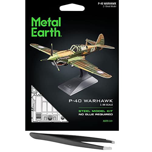 Modèle 3D métal P-40 Warhawk Metal Earth sans colle avec pince de montage