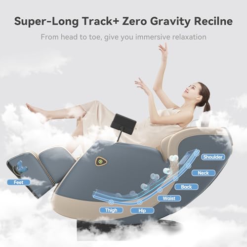 Real Relax Full Body Massage Chair SL Track, Zero Gravity Massage Chair Recliner with 16 Auto Modes, Body Scan, Waist Heating, Foot Massage, Bluetooth, Blue