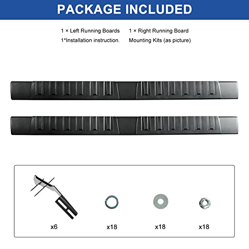 Boardroad Running Boards For 2015-2023 Ford F-150 Super Crew Cab 4-Door 2017-2023 Ford F-250 F-350 Super Duty Crew Cab 4-Door, 6.5 Inches Truck Side Steps Nerf Bars Textured Aluminium (Black) #TOP7