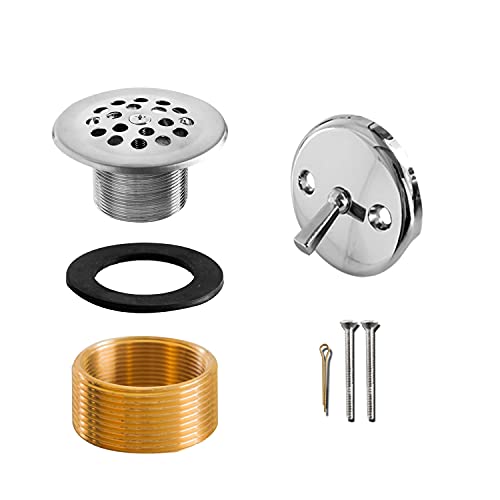 Sento Chrome Trip Lever Bathtub Drain Assembly Stopper Kit, Fit Both 1-1/2 Inch Or 1-5/8 Inch Strainer And Stopper, Heavy Duty Metal With Matching Screws, Easy Installation, Polished Chrome #TOP4