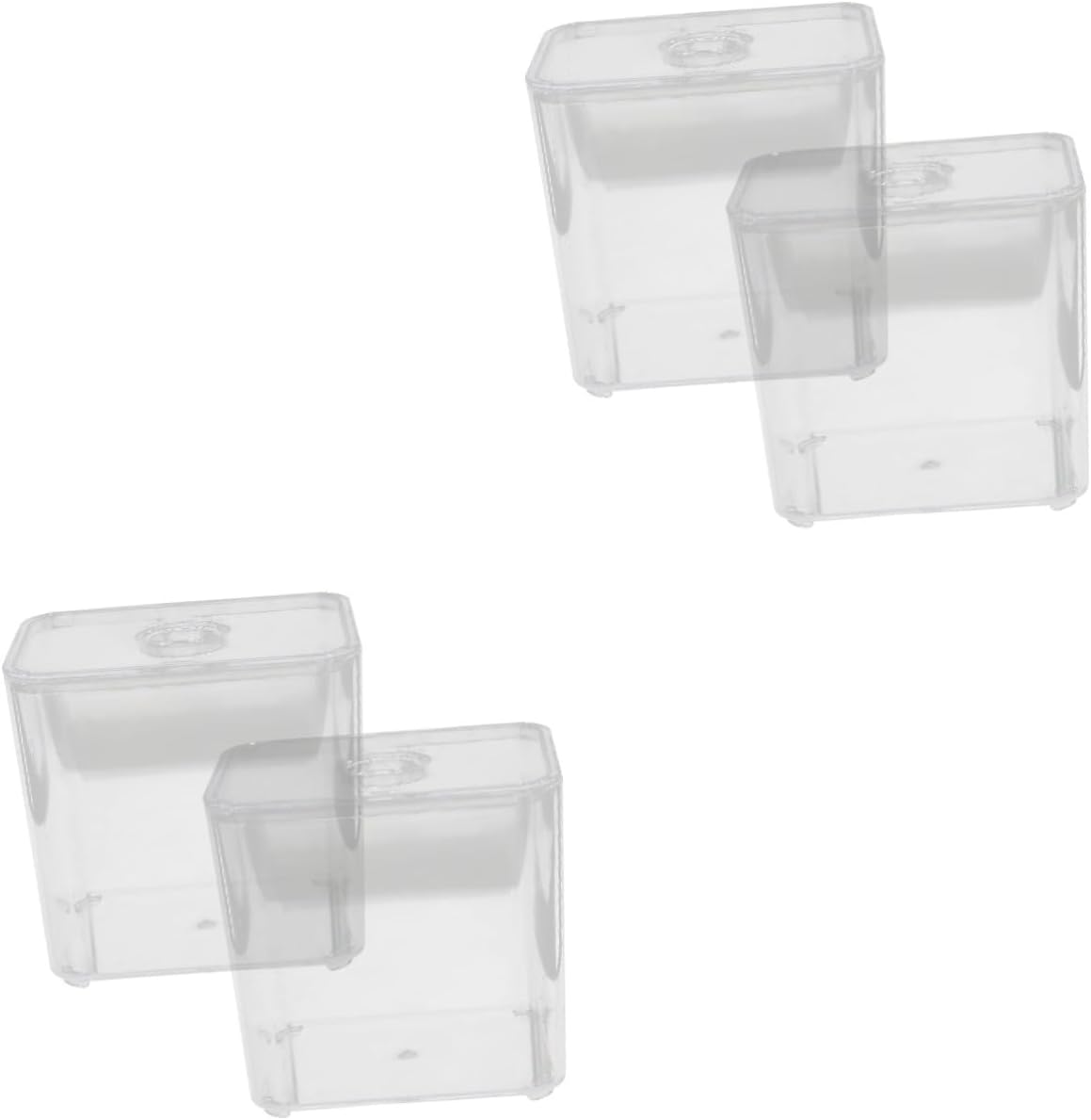 Cabilock 4 Pcs Transparent Box with Lid Toothpick Jar Cotton Ball Case Clear Container with Lid Decorative Toothpicks Plastic Cotton Swab Cases Square Jar The Pet Acrylic Travel Round