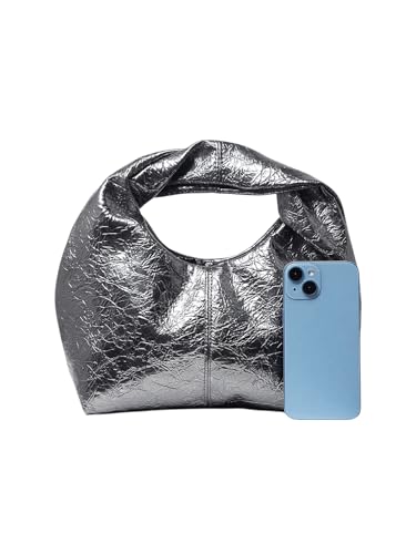 Image of Verdusa Women's Ruched Hobo Mini Handbag Clutch Purse Dumpling Pouch Bag Smoke Grey One-Size