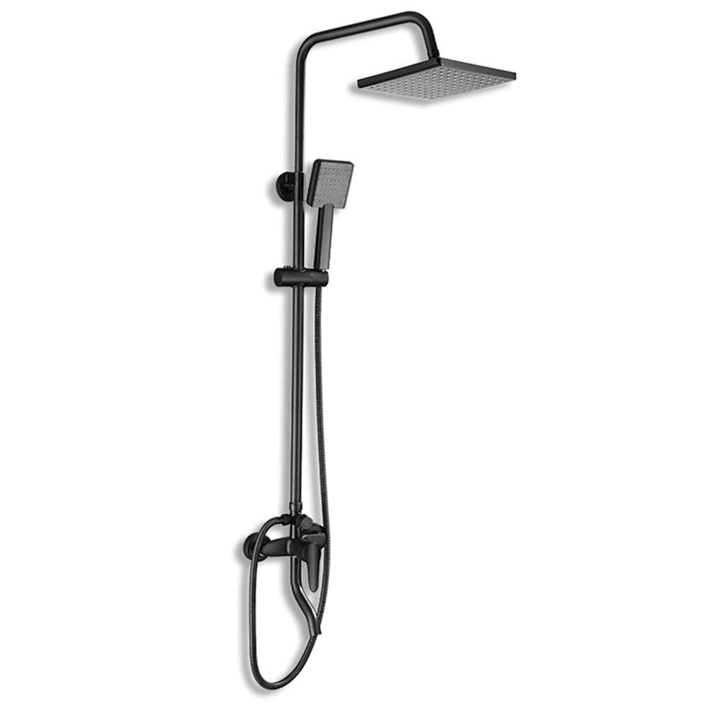 QUSYZD Black Shower Kits with Overhead Shower, Brass Rain Shower Head with Bathtub Spout, Shower Mixer Set Wall Mounted Multifunctional Shower System-A,B,B