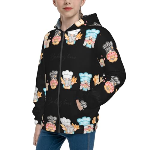 Little Chef Gnome Kids Pullover Hoodies Boys Zip Up Sweatshirts Girls Athletic Clothes with Pocket