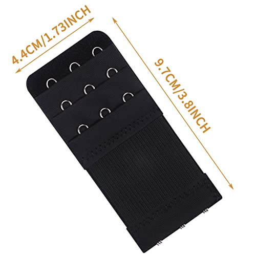 Yolev 3 Pieces Women's Bra Extenders Women's Stretchy Bra Extension Strap 3 Hooks 3 Rows Elastic Bra Band Hook2