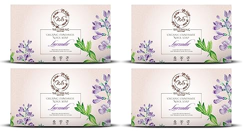 Image of Wellspring (Pack of 4) Handmade Nirol Natural Washing Laundry Soap Bar | Veg, Organic And Chemical Free| Baby Safe| For Sensitive Skin| Lavender Fragrance |(480 gms)