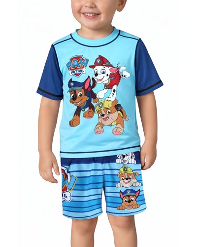Image of Nickelodeon Paw Patrol TMNT Boys Rash Guard Set UPF 50 Swim Shirts & Trunks