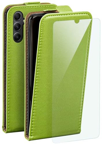 Étui pour Samsung A34 5G moex en cuir synthétique vert avec film écran