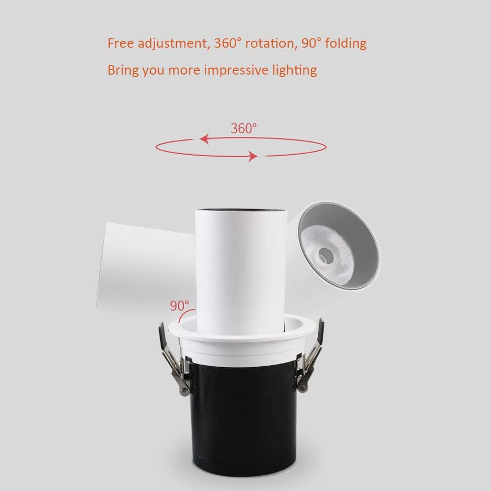 USMJQVZ 7W, 10W, Recessed Retractable Spotlight Aluminum LED Recessed Lighting 360° Rotation Recessed Ceiling Lighting Corridor LED Recessed Lighting kit Fixture