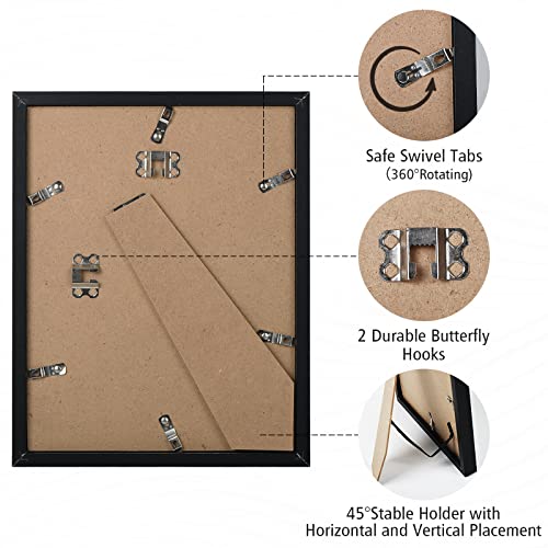 Happyhapi 8.5X11 Picture Frames Certificate Frame | 4 Pack Document Frames Bulk For Diploma, Degree, Photograph, And Photos | Tabletop Or Wall Mount | Black #TOP2