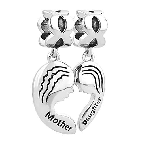 Charm de corazón Mother and Daughter accesorio diario para pulsera