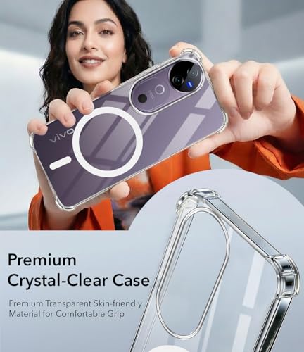 Image of Jkobi Shockproof Crystal-Clear Back Cover for Vivo V40 | Vivo V40 Pro 5G (Magsafe Wireless Support | Drop & Camera Protection | Hard Polycarbonate)