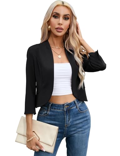 Image of Cardigan for Women Black Cardigan for Women Women Cardigan Open Front Cropped Cardigan Cardigans for Women