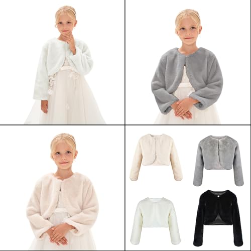Girls Faux Furs Dress Coat Princesses Cape Winter Elegant Long Sleeve Cardigan for Women and Girls2