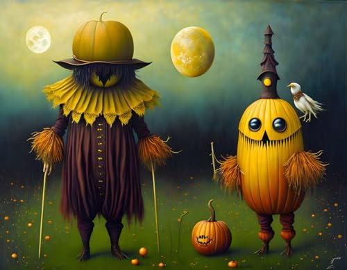 Épouvantail effrayant peint sur affiches sur toile pour salon moderne 58x90