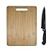 Tagliere in legno di bambù. Leggera, resistente e antibatterico. Tavola da cucina per tagliare 35 x 25 x 1 cm. Set che include coltello da cucina della sega 18 cm