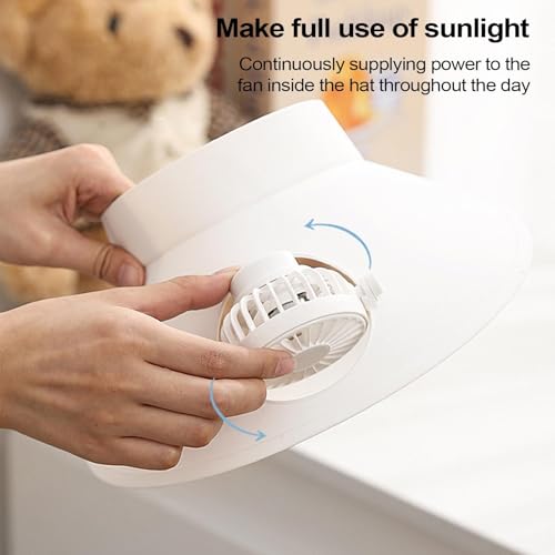 Ventilador solar de ala ancha ligera, protección UV integrada para playa y camping 3