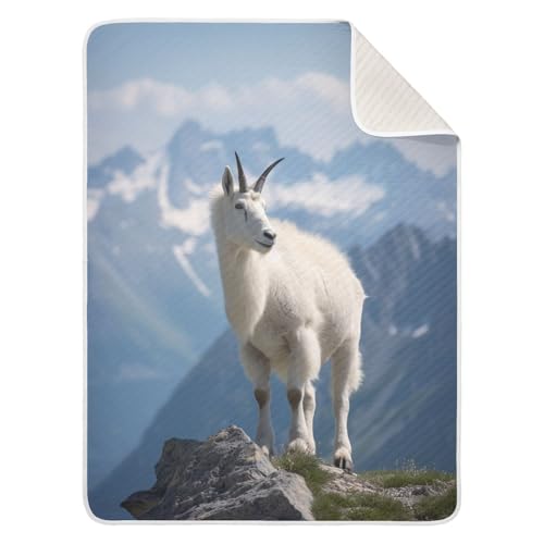 Image of Majestic Mountain Goat Baby Swaddle Blanket for Boys and Girls, Muslin Baby Receiving Swaddle Blanket, Soft Cotton Nursery Swaddling Blankets for Newborn Toddler Infant
