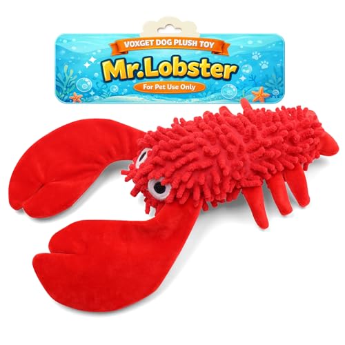 VOXGET Dog Squeaky Toys for Puppy Play Interactive Plush Crinkle Toys for Small Medium Dogs Keep Busy Cute Soft Stuffed Animal Toy for Puppies Reduce Boredom Not for Aggressive Chewers (Lobster)