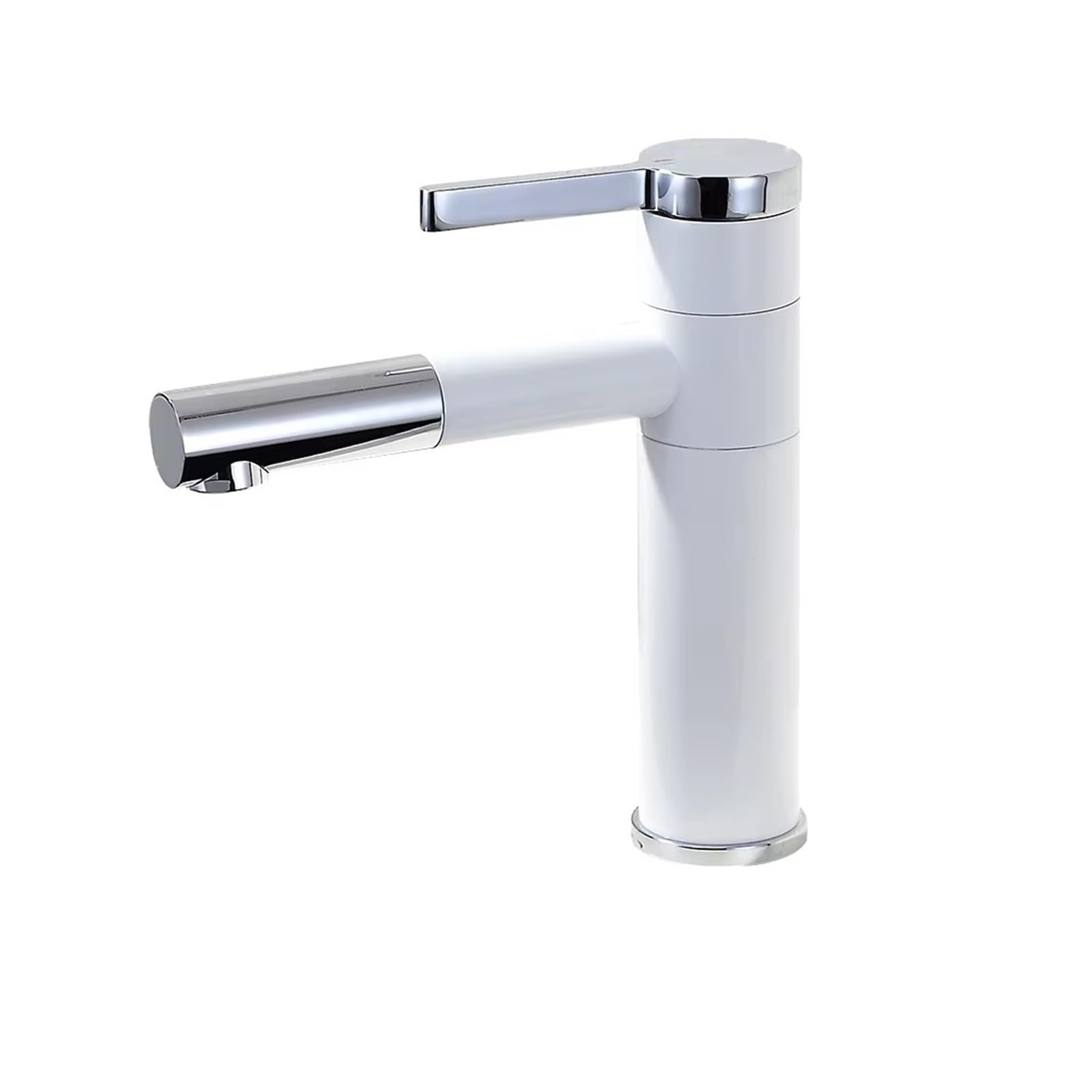Basin Faucets Brass Bathroom Faucet Vessel Sinks Mixer Vanity Tap Swivel Spout Deck Mounted White Color Washbasin Faucet(Short-White Chrome,G1/2)