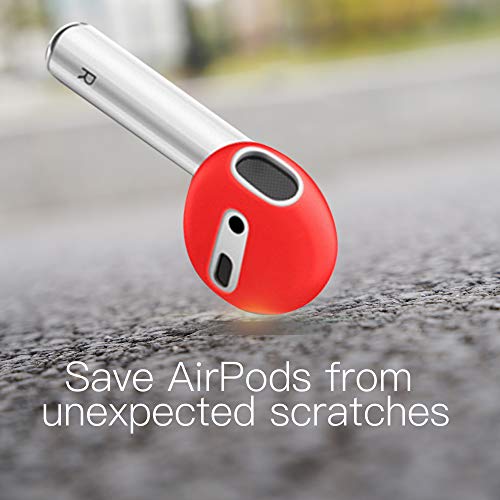 Damonlight (Fit In The Case) Airpods Earpods Covers Anti-Slip Silicone Soft Sport Covers Accessories For Airpods Earbud Airpods Ear Tips 2 Pairs (Spicy Red) #TOP3
