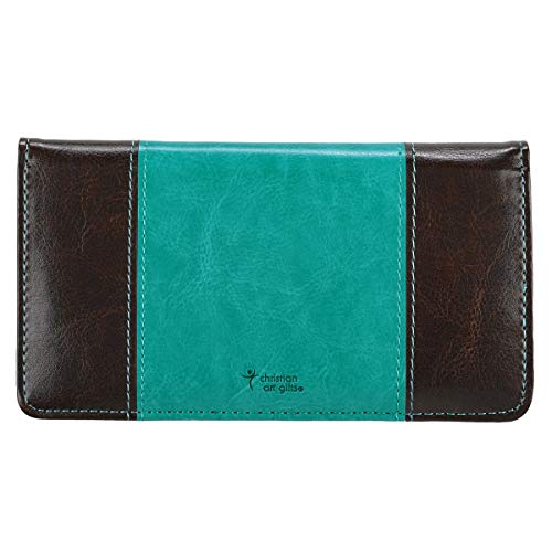 Checkbook Cover - Brown/Teal I Can Do Everything #TOP2