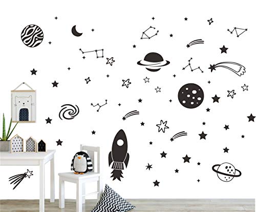 Vinilo decorativo estrellas astronauta negro para pared miniatura 2