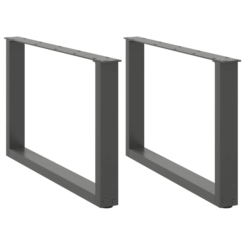 SXZenSpace Anthracite Coffee Table Legs U-Shape 70 x 42-43 cm, Powder-Coated Steel Set of 2, Modern Furniture Support with Adjustable Feet for Living Room Office Bedroom