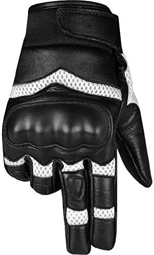 Men's Touchscreen Leather & Mesh Motorcycle Cruiser Riding Gloves by Jackets4bikes