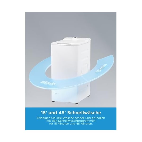 Midea Toplader Waschmaschine MF10ET70B / 7KG / A / 1200 U/min/BLDC Inverter Mortor/Dampffunktion/SoftOpener/XL Türöffnung/Kurz 15'&45' / Mehrere Temperaturoptionen/AquaStop, Weiß – Bild 8