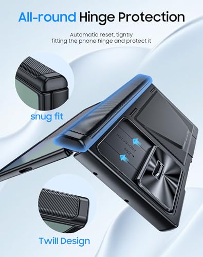 Image of for Samsung Galaxy Z Fold 7 Case with Card Holder RFID Blocking, Built in Slide Lens Cover & Hinge Protection & Screen Protector, Shockproof Wallet Case for Z Fold 7 (Black)