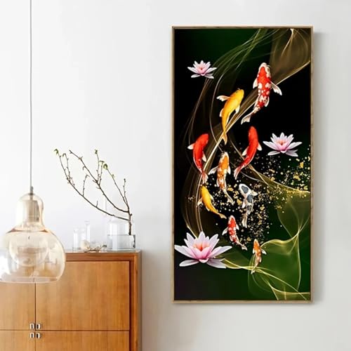 Peinture animaux carpe rouge symbole de chance pour transformer votre maison