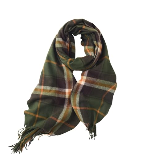 WHCREAT Schal Damen Winter Weicher Warmer Winterschal Karierte Damenschal Mit Fransen Lange Stola Schals, Grün
