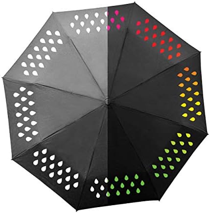 Suck UK | Color Changing Compact Umbrella | Changes Color When Wet | Changes Back to White When Dry | Lightweight Folding Umbrella | Small Backpack Essentials