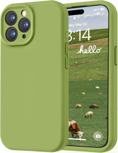 Image of LOVE 3000 Designed for iPhone 15 Pro Case, Premium Silicone with [Soft Anti-Scratch Microfiber Lining] Shockproof Protective Phone Case for Men Women Girls 6.1 inch, Cedar Green
