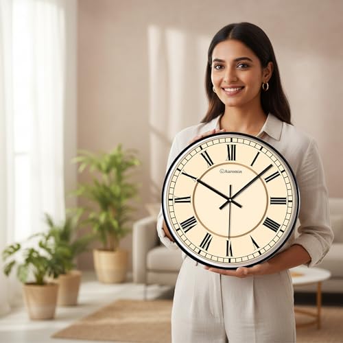 Image of Auromin Designer Wall Watch for Living Room | Fancy Wall Clock for Bedroom Stylish | Watch for Home Wall, Silent Modern Luxury Wall Clocks for Office, Kitchen, Home Decor