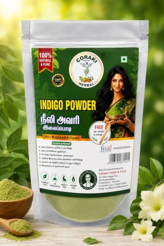 Image of Indigo Powder, Natural Herbal Hair Colour, Ammonia Free, for All Hair Types, 2 Pack, 100 G, Chemical Free, Indigofera Tinctoria Leaf Powder