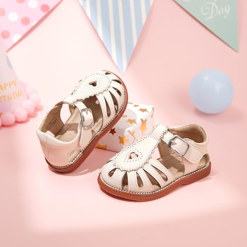 Image of Kolan Toddler Girl Sandals Open Toe Flat Princess Dress Shoes Little Kids