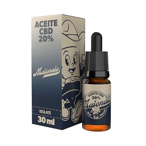 Maionais Aceite CBD 20% Isolated | Máxima Potencia 30ml | Máxima Pureza | 0% THC | Oil Orgánico y Testado en Laboratorio | Certificado CPNP (20% CBD)